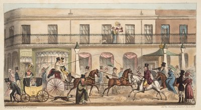 切尔滕纳姆的高街，来自The English Spy，酒吧。 1824年（手工彩色雕刻） 作者 艾萨克·罗伯特·克鲁克香克