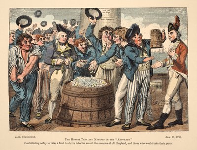 The Argonaut，Honest Tars and Marines，pub。 1798年（手工彩色雕刻） 作者 艾萨克·罗伯特·克鲁克香克