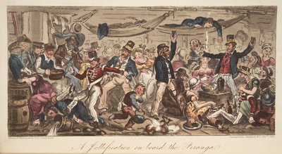 The Retturn to Port，来自The English Spy，pub。 1824年（手工彩色雕刻） 作者 艾萨克·罗伯特·克鲁克香克