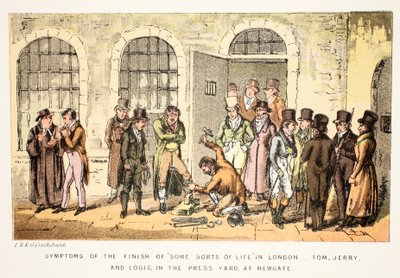 Symptoms Of The Finish Of "Some Sorts Of Life" In London - Tom, Jerry and Logic, in the Press Yard, at Newgate, from Tom and Jerry
