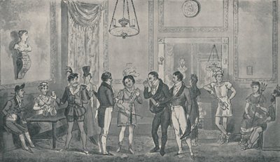 德鲁里巷剧院的绿色房间，1821年，1920年。艺术家：艾萨克·罗伯特·克鲁伊克尚克，乔治·克鲁伊克尚克。 作者 以撒，罗伯特和乔治·克鲁克香克