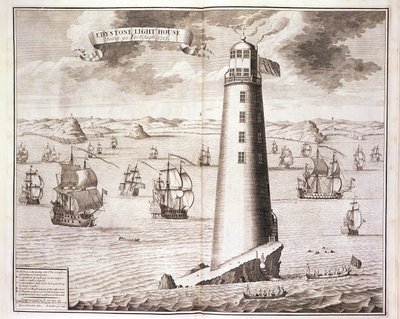 埃迪斯通灯塔，由Hendrick Hulsbergh雕刻，1713年（另见40669） 作者 艾萨克·赛尔梅克