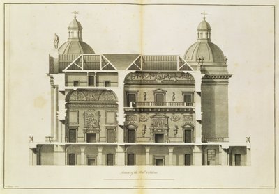 Houghton Hall：大厅和沙龙的横截面，由Pierre Fourdrinier雕刻，1735年（另见64903和64904） 作者 以撒洁具