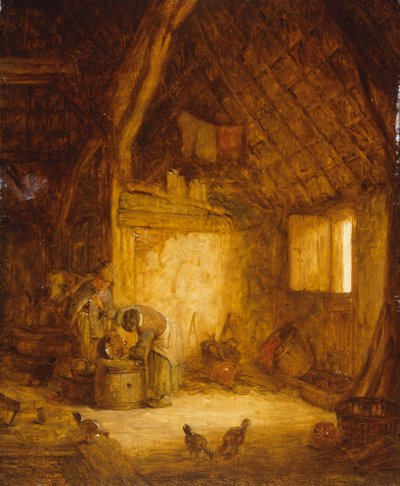 谷仓里的农民（木板油画） 作者 Isaack Jansz van (attr. to) Ostade