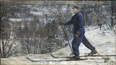 Kliment Voroshilov (1881-1969) skiant - Kliment Voroshilov on a skiing trip - Isaak Izrailevich Brodsky (1884-1939). Oil on canvas 作者 伊萨克·伊斯莱耶维奇·布罗茨基
