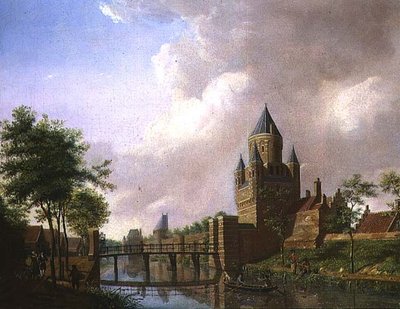 哈勒姆的小霍特波特（Kleine Houtpoort）景观 作者 艾萨克·乌沃特（Isaac Ouwater）