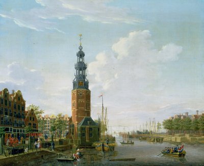 阿姆斯特丹看法与Monterbaanstower在Oude Schans，1777年 作者 艾萨克·乌沃特（Isaac Ouwater）