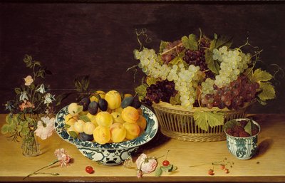 水果和花的静物画，约1620-1640年 作者 Isaak Soreau