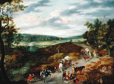 盗贼攻击旅行者的车队，1656年 作者 伊萨克·范·奥斯滕