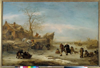 伊萨克·范·奥斯塔德（Isaak Van Ostade，1621-1649 年）的双人滑冰运河。 17世纪太阳。 1x1.49 米 作者 伊萨克·范·奥斯塔德（Isack van Ostade）