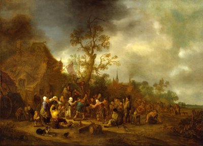 1642年，一家旅馆外的农民们正在制作 作者 伊萨克·范·奥斯塔德（Isack van Ostade）