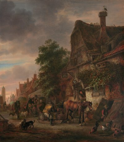 旅店前的工人 作者 伊萨克·范·奥斯塔德（Isack van Ostade）