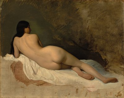 研究卧式裸体，c。 1841年。 作者 Isidore Pils