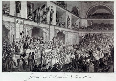 法国大革命：第三年I Prairial的人民反饥饿起义日（1795年5月20日）：民众入侵大会并屠杀了负责巴黎供应的副官让-贝特朗-费罗（1759-1795），他反对 作者 伊西多尔·斯坦尼斯拉斯·赫尔曼