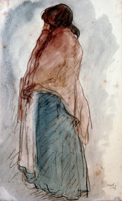 Isidre Nonell i Monturiol (1873-1911) 的“La femme a la jug”（La del cantaro）水彩画。 1906 年巴塞罗那。 加泰罗尼亚国家艺术博物馆。 作者 伊西德罗·内维尔