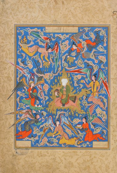 来自Jami（1842年）的Haft Awrang（Seven Thrones）的Folio可能是Mashad，伊朗Khurasan，Safavid时期，1556-65（不透明的水彩，墨水和金在纸上 作者 伊斯兰学校