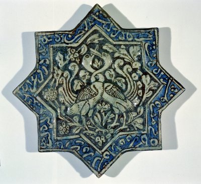 13至14世纪Takht-e Solaiman风格的星形釉上彩镀金瓷砖（陶瓷） 作者 伊斯兰学校