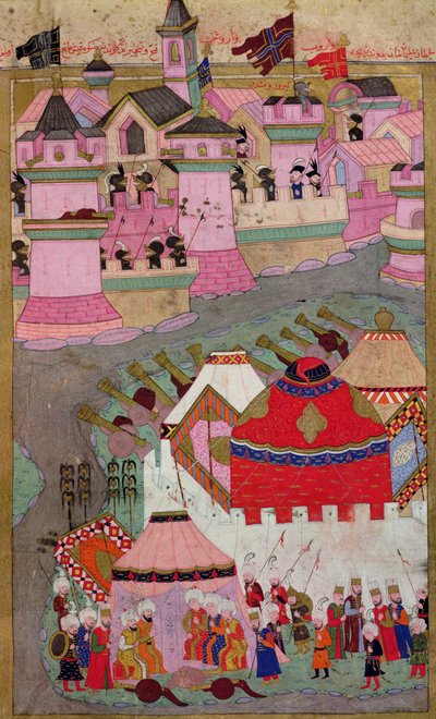 TSM H.1524围绕维也纳的苏莱曼一世（1494-1566）the Magnificent，1529年，来自1588年Lokman的&39;Hunername&39; 作者 伊斯兰学校