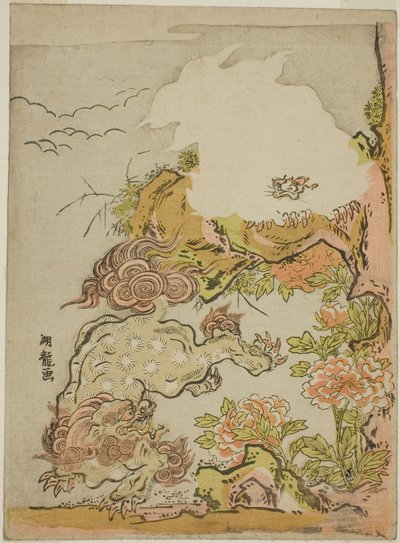 中国狮子和牡丹 作者 oda田K