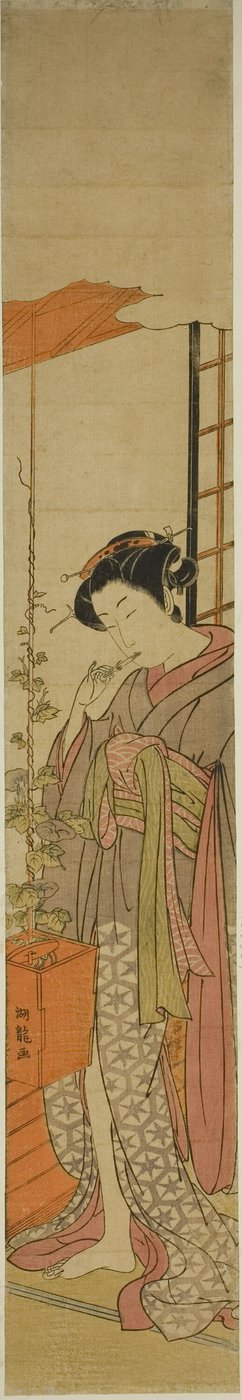 一边洗牙一边欣赏牵牛花的歌妓 作者 oda田K