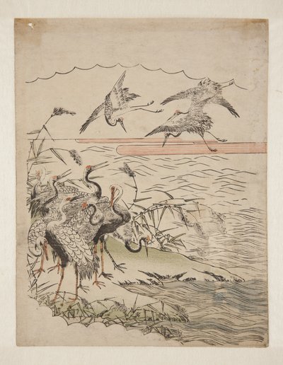 归来的鹤（彩色木版画） 作者 oda田K