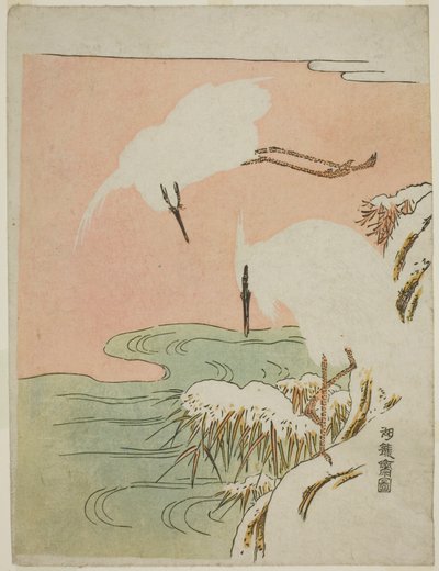 雪中的两只白鹭 作者 oda田K