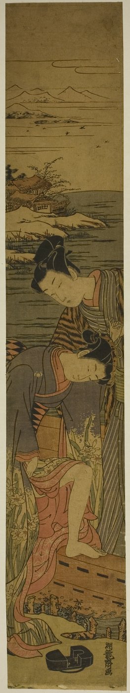 年轻女子登船时放下了她的 Geta 作者 oda田K