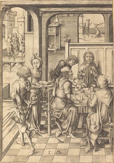 基督在以马忤斯 作者 以色列·范·麦肯纳姆（Israhel van Meckenem）