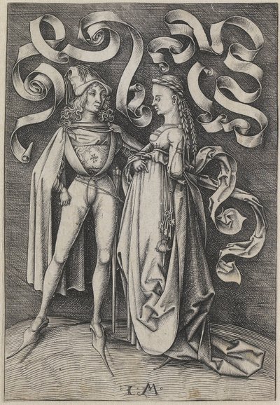 骑士和一位女士 日常生活场景（系列标题） 作者 以色列·范·麦肯纳姆（Israhel van Meckenem）