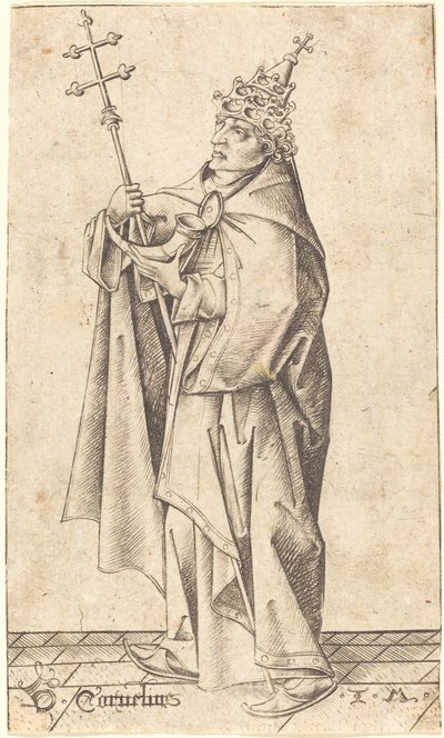 圣科尼利厄斯，约1470年。 作者 以色列·范·麦肯纳姆（Israhel van Meckenem）