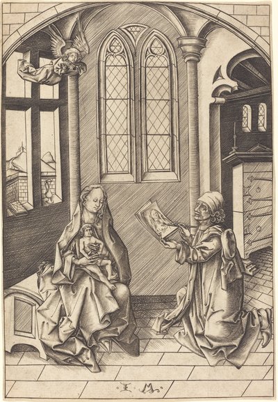 圣路加绘制的圣母画像 作者 以色列·范·麦肯纳姆（Israhel van Meckenem）