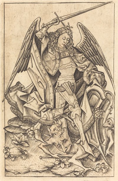 圣米迦勒，约14701480。 作者 以色列·范·麦肯纳姆（Israhel van Meckenem）