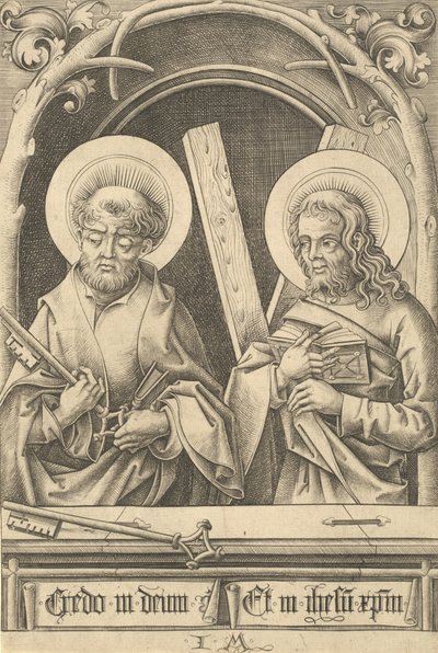 圣徒彼得和安德鲁，约1480-1485。 作者 以色列·范·麦肯纳姆（Israhel van Meckenem）