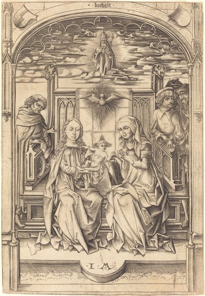 圣家族，约1475-1480。 作者 以色列·范·麦肯纳姆（Israhel van Meckenem）