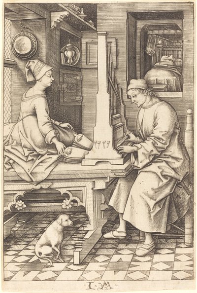 风琴师和他的妻子 作者 以色列·范·麦肯纳姆（Israhel van Meckenem）