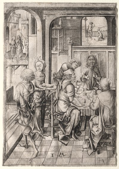 耶稣受难记  以马忤斯的晚餐 作者 以色列·范·麦肯纳姆（Israhel van Meckenem）