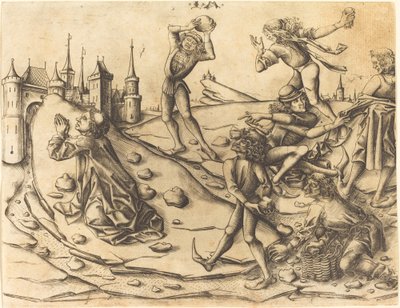 圣司提反被投掷石块 作者 以色列·范·麦肯纳姆（Israhel van Meckenem）