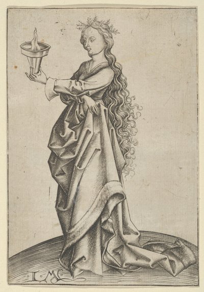 第三位聪明的圣女，约1450-1503年。 作者 以色列·范·麦肯纳姆（Israhel van Meckenem）