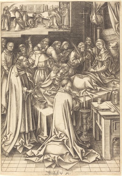 圣母之死 作者 伊斯拉赫尔·范·梅肯南 (Israhel van Meckenem) 仿照老汉斯·霍尔拜因 (Hans Holbein)