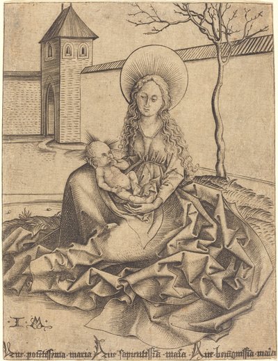 院子里的圣母和孩子 作者 伊斯拉赫尔·范·梅肯纳姆（Martin Schongauer）