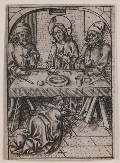 抹大拉的马利亚为基督洗脚 作者 小艾希拉（Israhel van Meckenem）