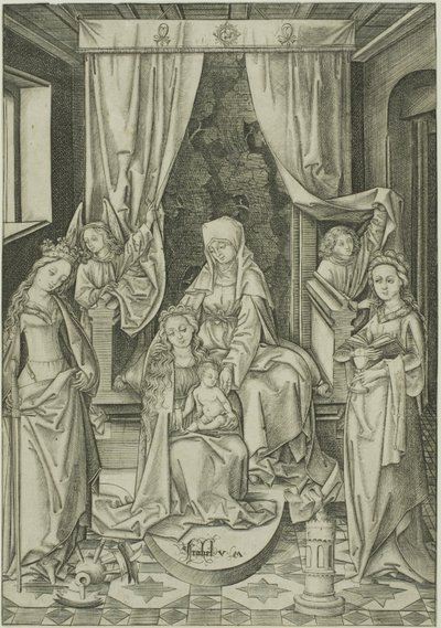 圣母与圣安妮、圣凯瑟琳和圣芭芭拉 作者 小艾希拉（Israhel van Meckenem）