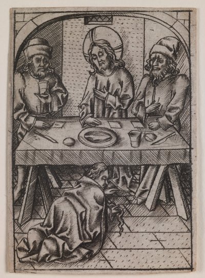 抹大拉的马利亚为基督洗脚，约 1500 年（雕刻） 作者 Israhel van年轻的Meckenem