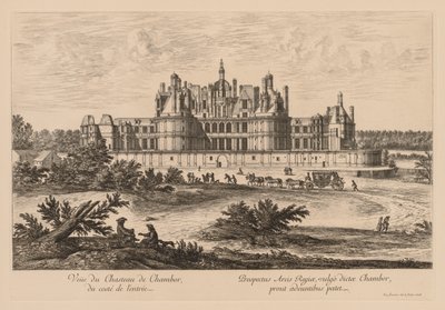 从入口侧可以看到香波堡（Châteaude Chambord），1678年。 作者 以色列·西尔维斯特（IsraëlSilvestre）