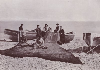意大利。Bordighera，渔民工作（黑白照片 作者 意大利摄影师