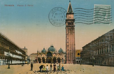 威尼斯 - 圣马克广场。明信片于1913年寄出。 作者 意大利摄影师