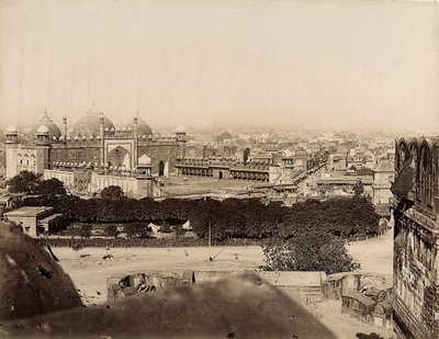 阿格拉市和莫蒂清真寺（阿格拉堡）景观，约 1890 年（银色明胶印刷） 作者 意大利摄影师