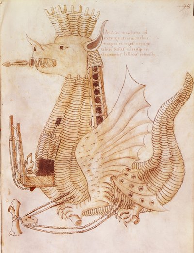 添加 24945 fol.194 攻城引擎设计，来自 Robertus Valturius 的“De re militari”（平版印刷） 作者 意大利学校