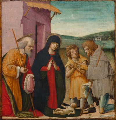 牧羊人的崇拜，c。 1480-1500（木板油画） 作者 意大利学校