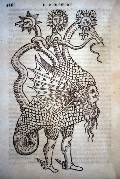 Alchimie: Monster Hybrid, in - “” De Transmutatione Metallica Sogni Tre ”, by Giovanni Battista Nazari, 1599 年在布雷西亚编辑。 作者 意大利学校